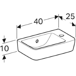 GEBERIT SANITAER Geberit Renova Compact Handwaschbecken Hahnloch rechts 40x25cm, weiß  – 276140000