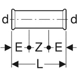 GEBERIT GE Mapress Edelstahl Gas Schiebemuffe d22mm  – 34110