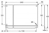 KWC AUSTRIA KWC Planox Rückwand 2400x400x3mm für PLANOX Waschrinnen, CNS, matt   – 2030043810