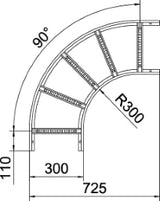 OBO Bogen 90° für Kabelleiter 60x300 Stahl b andverzinkt  – 6225044