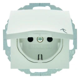 BERKER Steckdose SCHUKO mit Klappdeckel u. erh. BS S.1/B.3/B.7 polarweiß matt   – 47441909