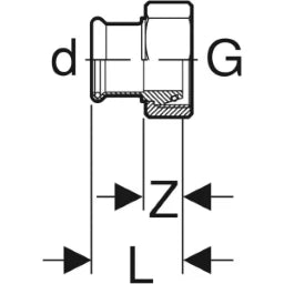 GEBERIT GE Mapress Kupfer Gas Uebergang m UeWM, konisch dichtend d22mm x G1 3/8  – 34552