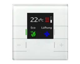 MDT Glas Raumtemperaturregler Smart mit Farb display, Weiß  – SCN-RTRGW.02