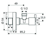 SCHELL SCHELL Eckregulierventil PINT chrom 1/2"x1/2"ohne Quetschverschraubung  – 05 396 06 99