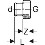 GEBERIT GE Mapress Kupfer Gas Uebergang m UeWM, konisch dichtend d28mm x G1 3/8  – 34557