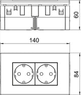 OBO Steckdoseneinheit Modul 45, 2fach 84x140 x59mm Polycarbonat reinweiß RAL 9010  – 6119407
