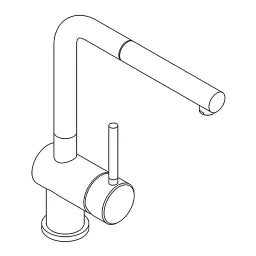KLUDI Kludi L STEEL SP-EH-Mischer mit Auszugsauslauf  – 45851F877