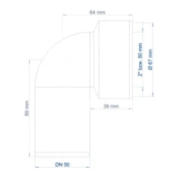 POLOPLAST PO Siphon-Anschlussknie POLO-KAL DN 50/50 (2")   – 02365