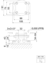 STEINBERG Steinberg Einbaukörper1/2" für freist.Wanne/Brause-Armatur   – 020 1162