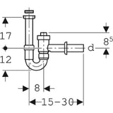 GEBERIT GE Roehrensiphon in PP weiss d40mm x G1 1/2 x G1 1/4 reduziert   – 152.860.11.1
