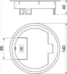 OBO Klappdeckel mit Schnurauslass 140x140x40 Polyamid eisengrau RAL 7011  – 7405082