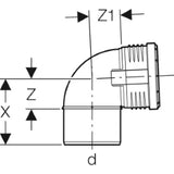 GEBERIT GE Silent-PP Bogen 87,5 Gr. d50mm   – 390.224.14.1