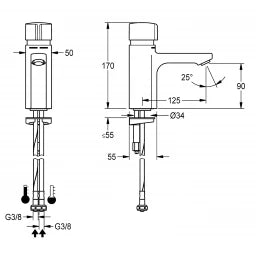 KWC AUSTRIA KWC Selbstschluss-Standbatterie DN15, Messing, poliert, verchromt   – 2030036163