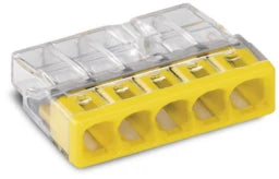 WAGO COMPACT Verbindungsdosenklemme 5-polig max. 2,5 mm², transparent/gelb   – 2273-205