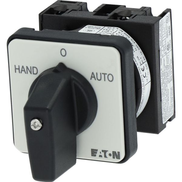 Umschalter, T0, 20 A, Einbau, 1 Baueinheit(en), Kontakte: 2, 45 °, rastend, mit 0-Stellung, HAND-0-AUTO, Abwicklungs Nr. 15431 – 019872