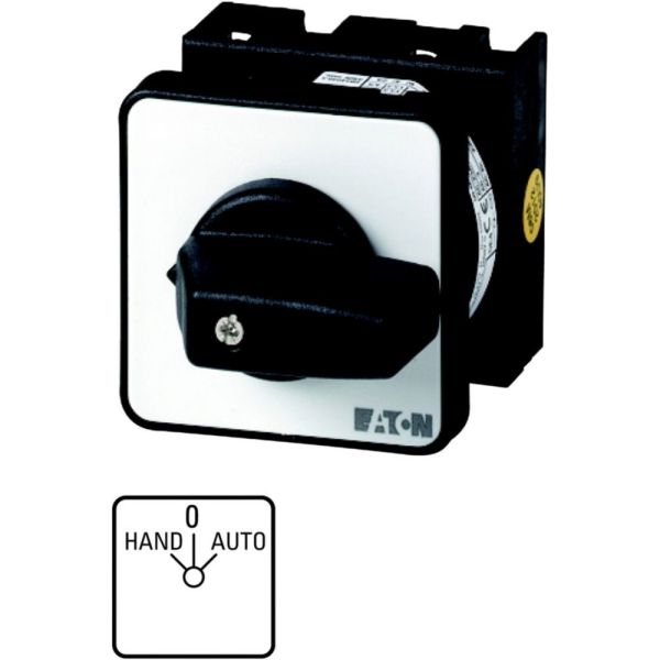 Umschalter, T0, 20 A, Einbau, 2 Baueinheit(en), Kontakte: 4, 45 °, rastend, mit 0-Stellung, HAND-0-AUTO, Abwicklungs Nr. 15432 – 034110