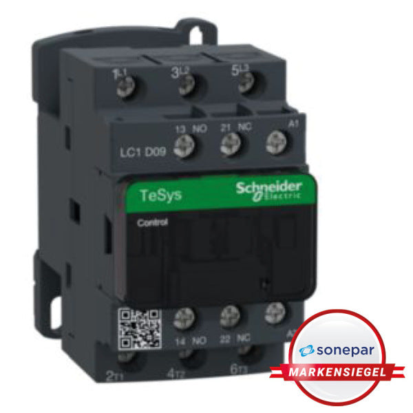 SCHNEIDER ELECTRIC Leistungsschütz, 3p+1S+1Ö, 4kW/400V/AC3, 9A, Spule 230V 50/60Hz  – LC1D09P7