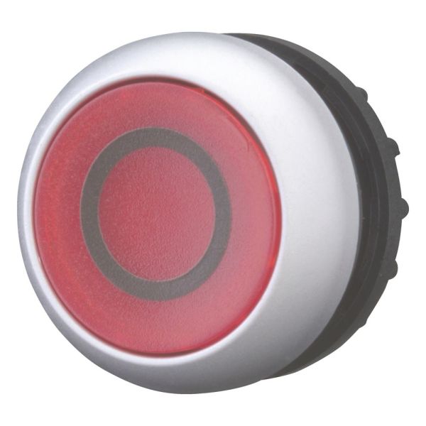 Leuchtdrucktaste, RMQ-Titan, flach, tastend, rot, beschriftet, Frontring Titan – 216936