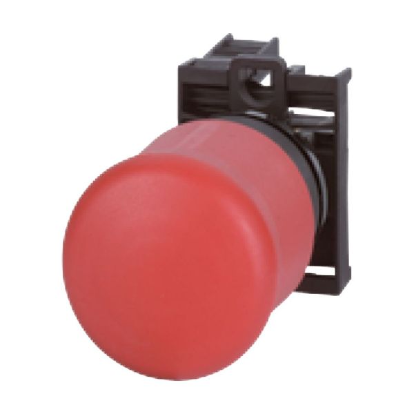 NOT-HALT-/NOT-AUS-Taste, RMQ-Titan, Pilzform, 38 mm, unbeleuchtet, Zugentriegelung, 1 Ö, rot (RAL 3000),  gelb – 216515