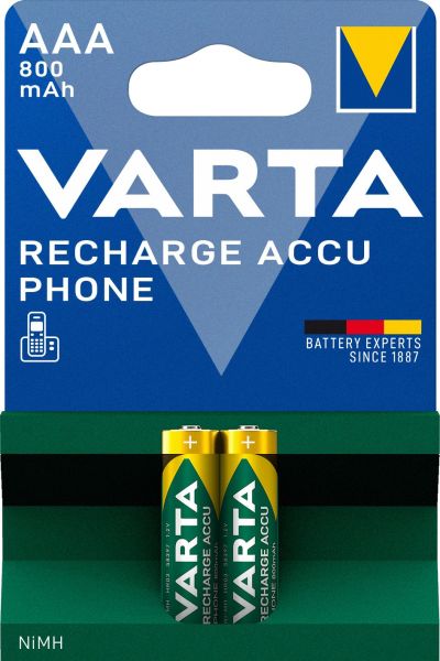 Akku Recharge Phone Nickel-Hyd AAA HR03 1.2V 800mAh 1Bli=2St – 58398101402