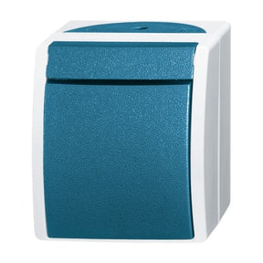 BUSCH-JAEGER FR AP Wipp Taster 1-polig, Schließer Ocean IP44, grau/blaugrün   – 2CKA001484A0370