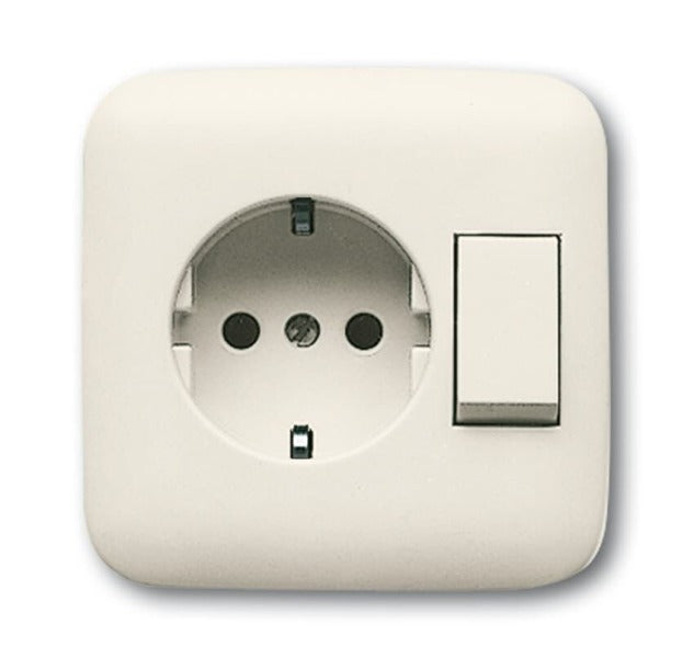 SCHUKO Steckdose Kombination mit integrierten Wippschalter weiß - Duro 2000SI – 2CKA001611A0102