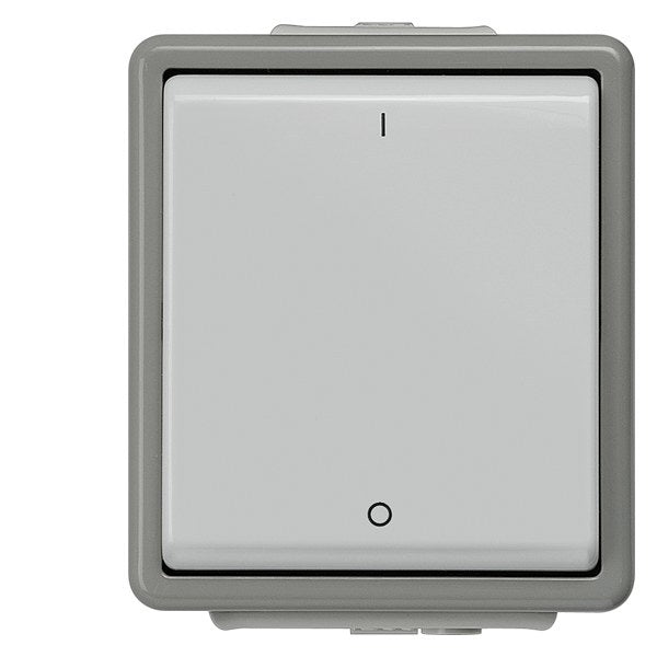 DELTA fläche IP44, AP dunkelgrau/hellgrau Ausschalter 2-polig, 10A 250V 66x 75mm – 5TA4702