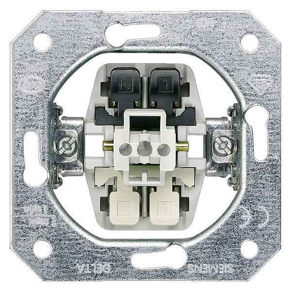 DELTA Taster-Geräteeinsatz, UP mit Dauerlichtbeleuchtung 1S, mit N-Klemme 10A. – 5TD2116
