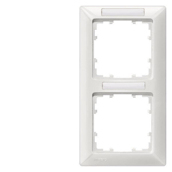 DELTA line, titanweiß Rahmen, 2-Fach, 151x 80mm senkrecht, mit Beschriftungsfeld – 5TG25522