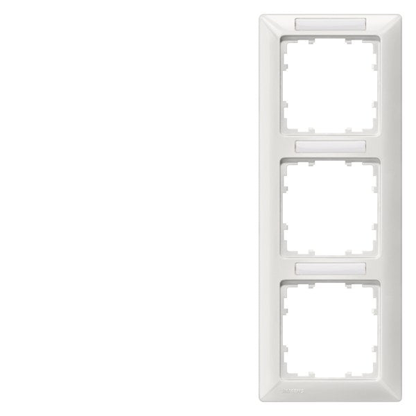 DELTA line, titanweiß Rahmen, 3-Fach, 222x 80mm senkrecht, mit Beschriftungsfeld – 5TG25532