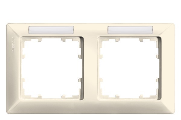 DELTA line, elektroweiß Rahmen, 2-Fach, 151x 80mm waagerecht, mit Beschriftun. – 5TG25821