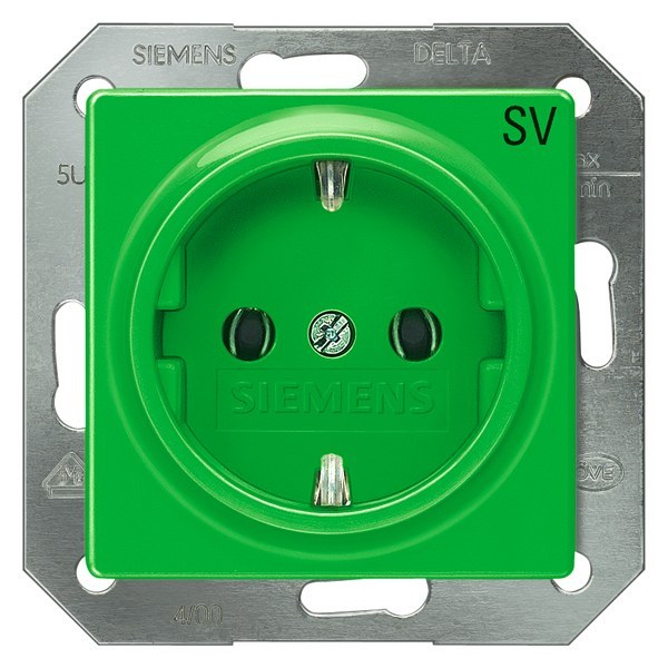 DELTA i-system SCHUKO-Steckdose mit Bedruckung SV, grün – 5UB1910
