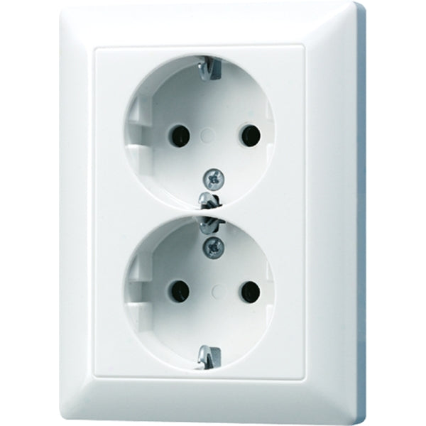 SCHUKO-Zweifach-Steckdose, 16 A 250V ~, Duroplast, Serie AS, alpinweiss – AS5020UWW