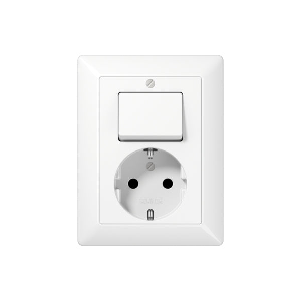 SCHUKO-Steckdose 16A250V~ mit Schalter Universal Aus-Wechsel 10AX250V~ – AS5576UWW