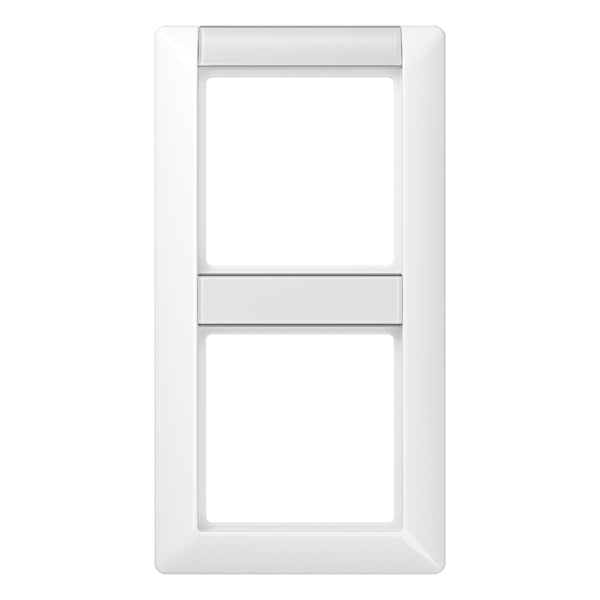 Rahmen 2fach, mit Schriftfeld, senkrechte Montage, Duroplast, AS500, alpinweiss – AS582NAWW