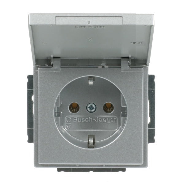 SCHUKO Steckdosen-Einsatz mit Klappdeckel alusilber - Plattform 63 – 2CKA002018A1487