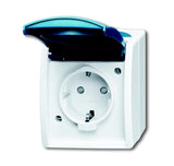 SCHUKO Steckdose Safety+ mit Klappdeckel 16 A grau/blaugrün - ocean – 2CKA002083A0842