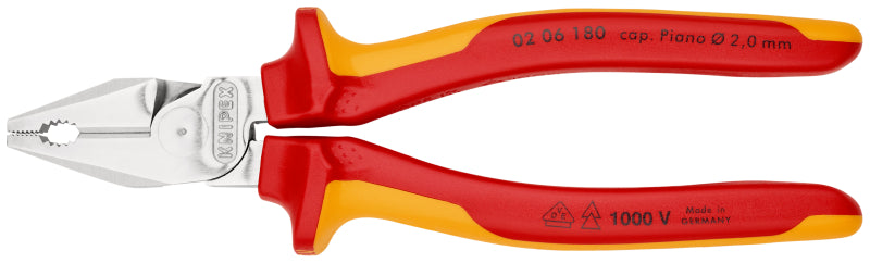 Kraft-Kombizange verchromt 180 mm, VDE-isoliert, 2-K – 02 06 180