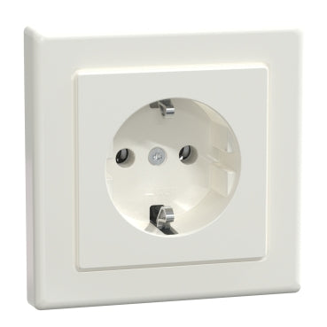 SCHUKO-Steckdose mit voller Abdeckplatte, Steckkl., polarweiß glänzend, M-SMART – MEG2301-1419