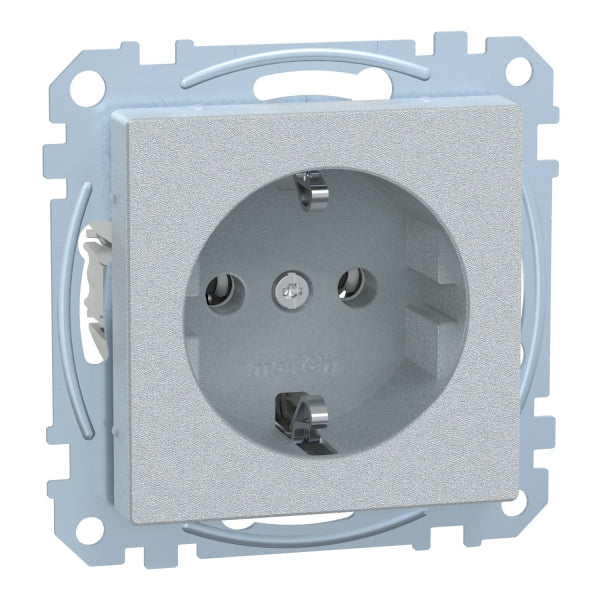 SCHUKO-Steckdose, Steckklemmen, aluminium, System M – MEG2301-0460
