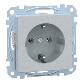 SCHUKO-Steckdose, Steckklemmen, aluminium, System M – MEG2301-0460