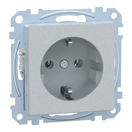 SCHUKO-Steckdose, Steckklemmen, aluminium, System M – MEG2301-0460