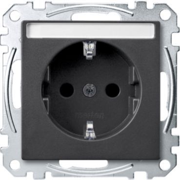 SCHUKO-Steckdose mit Schriftfeld, BRS, Steckklemmen, anthrazit, System M – MEG2302-0414