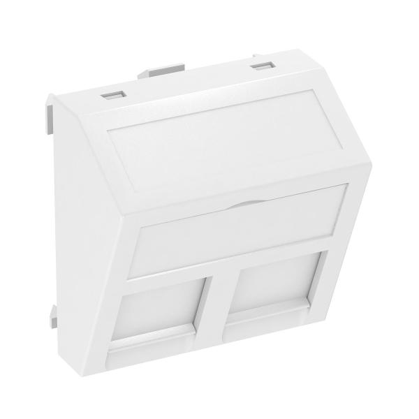 Datentechnikträger für 2 Anschlussmodule Typ F 45x45mm Polycarbonat reinweiß RAL 9010 – 6119256