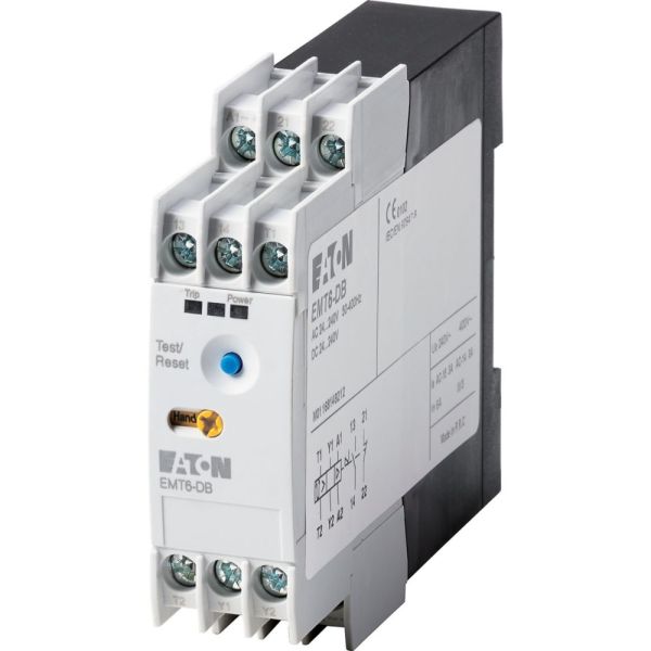 Thermistor-Maschinenschutzrelais, 1 Schließer + 1 Öffner, 230 V 50/60 Hz, mit Wiedereinschaltsperre – 066401