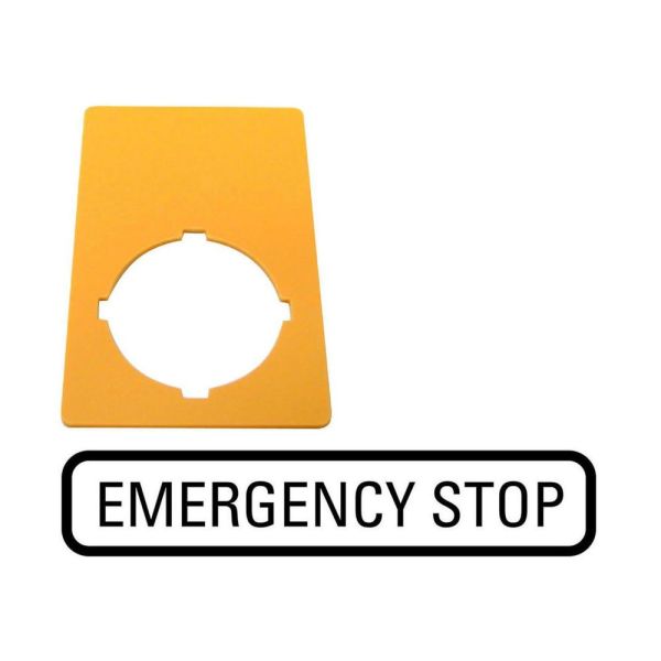 Schild, NOT-AUS, gelb, H x B = 50 x 33 mm, Emergency Stop – 216472