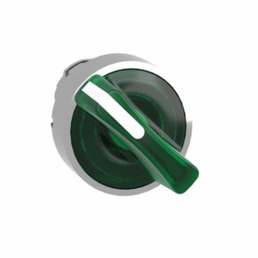 Leuchtwahlschalter Frontelement XB4, Metall, 22mm, grün, für LED, 2 Stell., rast – ZB4BK1233