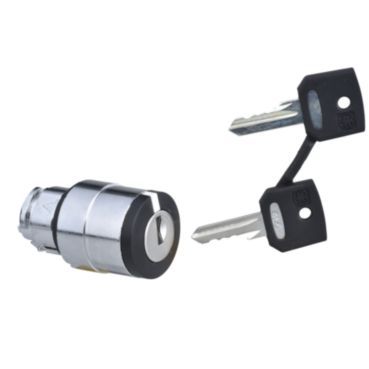 Schlüsselschalter Frontelement XB4, Metall, 22mm, sw, 3 Stell., Mi Links rastend – ZB4BG08