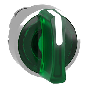 Leuchtwahlschalter Frontelement XB4, Metall, 22mm, grün, für LED, 3 Stell., rast – ZB4BK1333