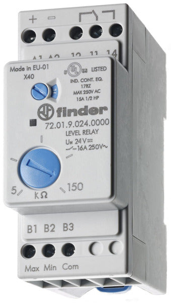 Niveauwächter, leitfähige Flüssigkeiten, 1 W 16A, einstellbar 5-450 kOhm, 24VAC – 72.01.8.024.0002